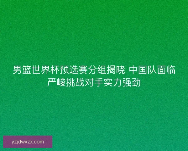 男篮世界杯预选赛分组揭晓 中国队面临严峻挑战对手实力强劲 男篮世界杯预选赛分组揭晓 中国队面临严峻挑战对手实力强劲