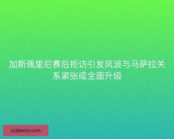 加斯佩里尼赛后拒访引发风波与马萨拉关系紧张或全面升级 加斯佩里尼赛后拒访引发风波与马萨拉关系紧张或全面升级